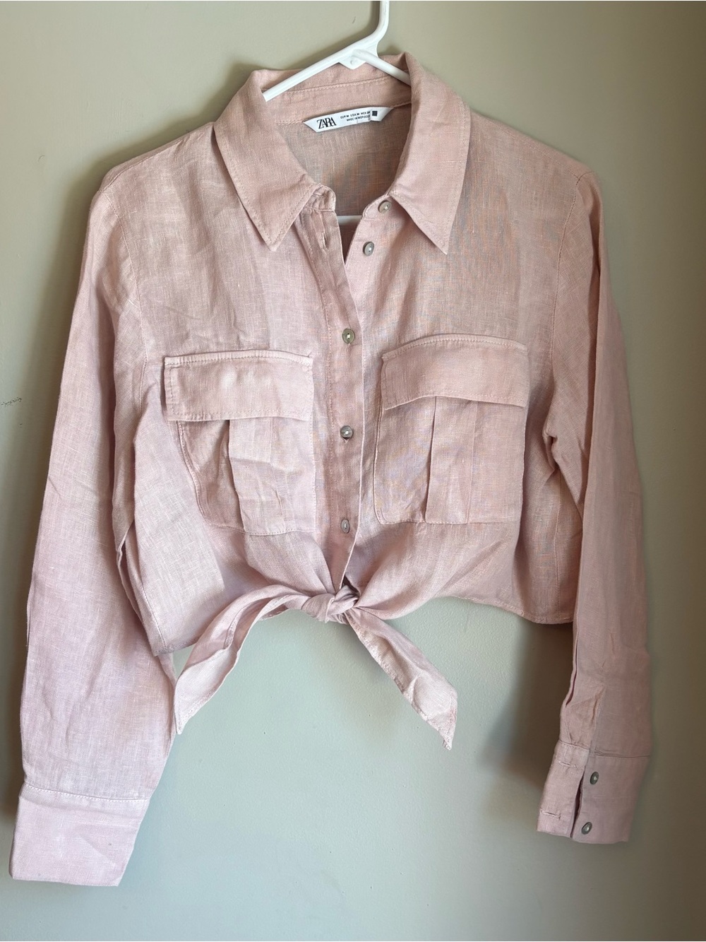 Zara Pink Tie-Front Shirt